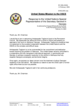 Statement by the Delegation of the United States in response to the address made by the Special Representative of the United Nations Secretary-General in Georgia, Amb. H. Tagliavini