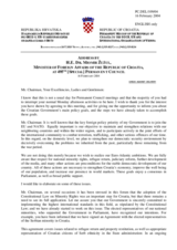 Address by the Minister of Foreign Affairs of the Republic of Croatia, H.E. Dr. Miomir Zuzul