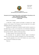 Statement by the Delegation of Kazakhstan in response to the President of the Republic of Lithuania, H.E. Valdas Adamkus
