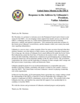 Statement by the Delegation of United States of America in response to the President of the Republic of Lithuania, H.E. Valdas Adamkus