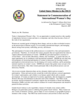 Statement made by the Delegation of the United States of America on the occasion of the International Women's Day