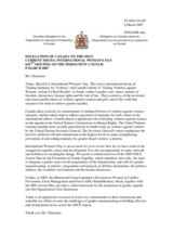 Statement made by the Delegation of Canada on the occasion of the International Women's Day
