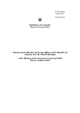 Address by H.E. Mr. Besnik Mustafaj, Minister for Foreign Affairs of the Republic of Albania