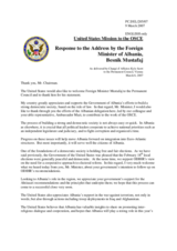 Statement by the Delegation of the United States of America in response to the Minister of Foreign Affairs of Albania H.E. Mr. Besnik Mustafaj