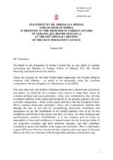 Statement by the Delegation of Serbia in response to the Minister of Foreign Affairs of Albania, H.E. Mr. Besnik Mustafaj