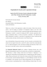 Speech by the OSCE Secretary General, Ambassador Ján Kubis, on the occasion of the Winter Meeting of the OSCE Parliamentary Assembly