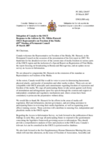 Statement by the Delegation of Canada in response to the regular report presented by the OSCE Representative on Freedom of the Media, Mr. Miklos Haraszti.