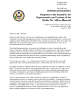 Statement by the Delegation of the United States of America in response to the OSCE Representative on Freedom of the Media, Mr. Miklos Haraszti.