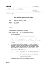 Journal of the 416th Plenary Meeting of the Forum for Security Co-operation/Corrected reissue (es)