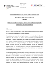 Statement by the German Presidency of the European Union on recent developments in Estonian-Russian relations