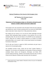 Statement by the German Presidency of the European Union on Armenia's refusal to grant visas to Turkish OSCE short-term observers