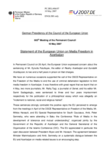 Statement by the German Presidency of the European Union on Media Freedom in Azerbaijan