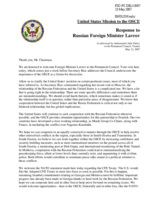 Statement by the Delegation of the United States of America in response to H.E. the Minister of Foreign Affairs of the Russian Federation, Mr. Segei Lavrov