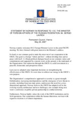 Statement by the Delegation of Norway in response to H.E. the Minister of Foreign Affairs of the Russian Federation, Mr. Segei Lavrov
