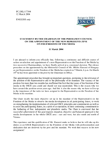 Statement by the Chairman of the Permanent Council on the appointment of the new Representative on the Freedom of the Media, Mr. Miklos Haraszti