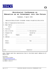 Information for participants in the Conference on Education as an Investment into the Future in Central Asia