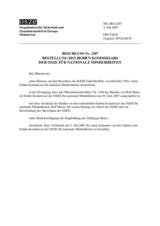 Ministerial Council Decision No.2/07: Appointment of the OSCE High Commissioner on National Minorities (de)