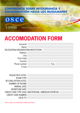 Hotel accommodation form for delegates