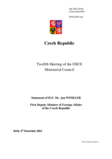 Statement of H.E. Mr. Jan Winkler, First Deputy Minister of Foreign Affairs of the Czech Republic
