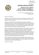 Statement by the Delegation of the United States in Response to the Address by His Excellency Kanat B. Saudabayev, Secretary of State of Kazakhstan