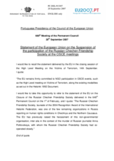 Statement by the Portuguese Presidency of the Council of the European Union on the Suspension of the participation of the Russian Chechen Friendship Society at the OSCE meetings