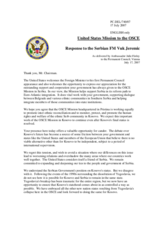Statement by the Delegation of the United States in Response to the Foreign Minister of Serbia, His Excellency Vuk Jeremic
