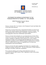 Statement by the Delegation of Norway in response to the Foreign Minister of Serbia, His Excellency Vuk Jeremic