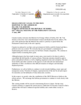 Statement by the Delegation of Canada in response to the Address by His Excellency Vuk Jeremic, foreign minister of the Republic of Serbia