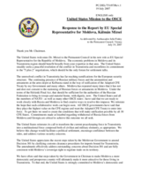 Statement by the Delegation of the United States in Response to the Report by EU Special Representative for Moldova, Mr. Kalman Mizsei