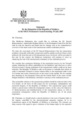 Statement By the Delegation of Moldova in Response to the Report by EU Special Representative for Moldova, Mr. Kalman Mizsei