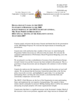 Statement by the Delegation of Canada in response to the 2008 Budget Proposal by the OSCE Secretary General, Ambassador de Brichambaut