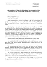 Statement by Colonel David Nairashvili, the Georgian Air Force Commander, on the August 6, 2007 Missile Attack against Georgia