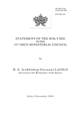 Statement by H.E. Archbishop Giovanni Lajolo,  Secretary for Relations with States