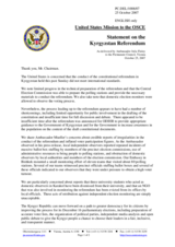 Statement by the Delegation of the United States on the Kyrgyzstan Referendum