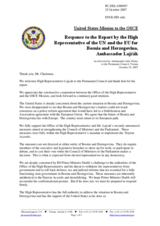 Statement by the Delegation of the United States in Response to the Report by the High Representative and EU Special Representative for Bosnia and Herzegovina, Ambassador Miroslav Lajcak