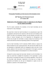 Statement by the Portuguese Presidency of the Council of the European Union in response to the Report by the Audit Committee