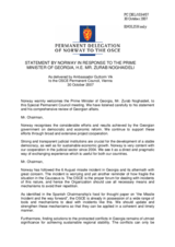 Statement by the Delegation of Norway in response to the Prime Minister of Georgia, His Excellency Zurab Noghaideli