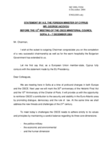 Statement by H.E. the Foreign Minister of Cyprus, Mr. George Iacovou