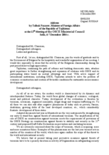 Address by Talbak Nazarov, Minister of Foreign Affairs of the Republic of Tajikistan