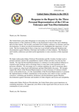 Statement by the Delegation of the United States in Response to the Report by the Three Personal Representatives of the Chairman-in-Office on Tolerance and Non-Discrimination