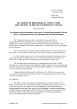 Statement by Portuguese Presidency of the Council of the European Union in response to the statements by the three Personal Representatives of the OSCE Chairman-in-Office for tolerance and non-discrimination
