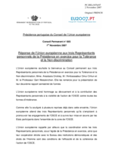 Statement by Portuguese Presidency of the Council of the European Union in response to the statements by the three Personal Representatives of the OSCE Chairman-in-Office for tolerance and non-discrimination (fr)