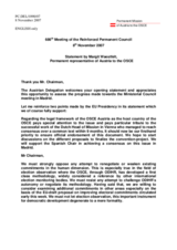 Statement by the Delegation of Austria on the 15th Meeting of the OSCE Ministerial Council