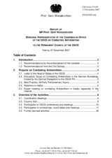 Report of Prof. Gert Weisskirchen, Personal Representative of the Chairman-in-Office of the OSCE on Combating Antisemitism, to the Permanent Council of the OSCE