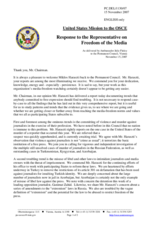 Statement by the Delegation of the United States in Response to the OSCE Representative on Freedom of the Media, Mr. Miklos Haraszti