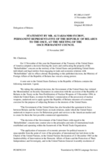 Statement by the Delegation of Belarus concerning freezing the assets of Belneftekhim by the Treasury Department of the United States on November 13th
