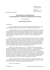 Statement by the Delegation of Switzerland on the subject of Kosovo