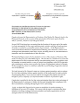 Statement by the Delegation of Canada in Response to the Report by the OSCE Representative on Freedom of the Media, Mr. Miklos Haraszti