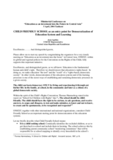 Address by Juan Aguilar, UNICEF Representative, Central Asian Republics and Kazakhstan Address by Juan Aguilar, UNICEF Representative, Central Asian Republics and Kazakhstan