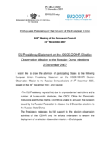 Statement by the Portuguese Presidency of the Council of the European Union on the OSCE/ODIHR Election Observation Mission to the Russian Duma elections